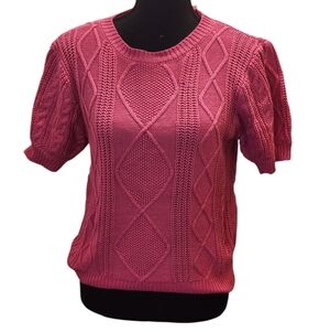 ee:some Pink Cable Knit Short Sleeve Sweater Size Medium